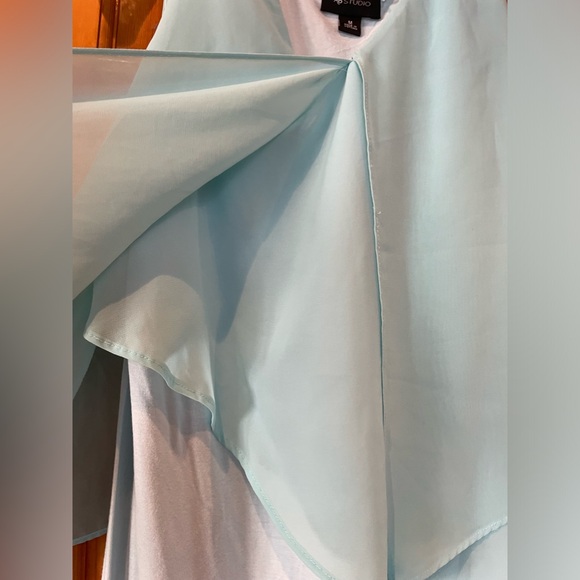 AB STUDIO Women Tiffany Blue Career Tank Top With Overlay. EUC - Picture 5 of 6